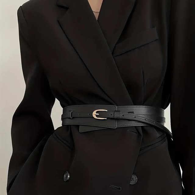 Faja desmontable de cuero PU, elegante hebilla, cinturilla ancha, abrigo Vintage, cinturón de vestir para mujer