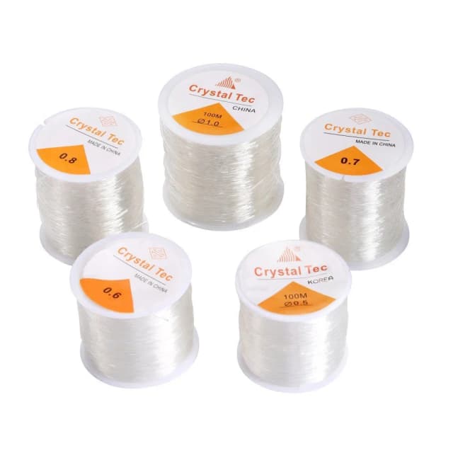 Hilo elástico de cristal transparente para joyería, pulsera con cuentas de TPU, 100M