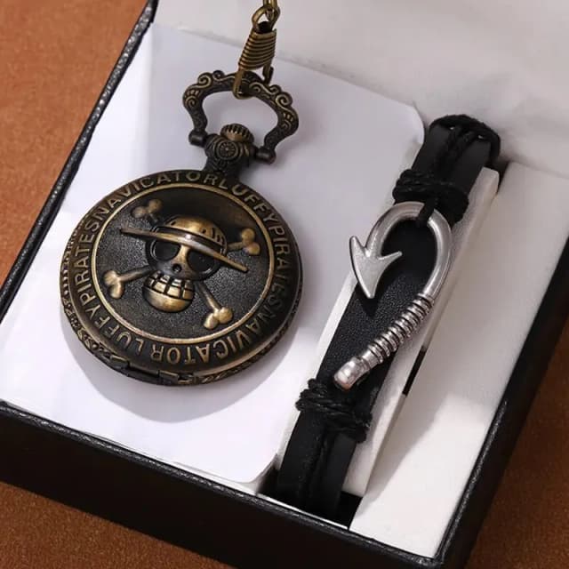 Reloj de bolsillo de cuarzo con doble cuchillo para hombre, pulsera con colgante de cadena, regalo Retro, Punk, Pirata, Capitán