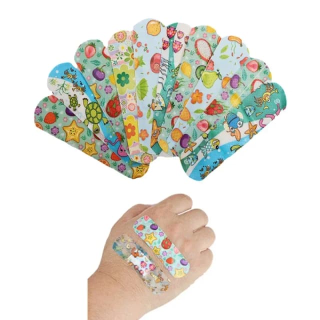 100 Piezas de Lindas Bandas Adhesivas Impermeables con Dibujos Animados de Animales para Niños, Tiras Flexibles y Transpirables para Cubrir Pequeños Rasguños de Uso Diario