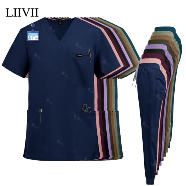 NUEVO Conjunto de Uniformes Quirúrgicos para Enfermeras, Uniformes Médicos, Ropa de Trabajo para Salón de Belleza y Laboratorio, Uniforme Clínico (Top + Pantalones), Traje de Enfermería para Doctoras y Hombres