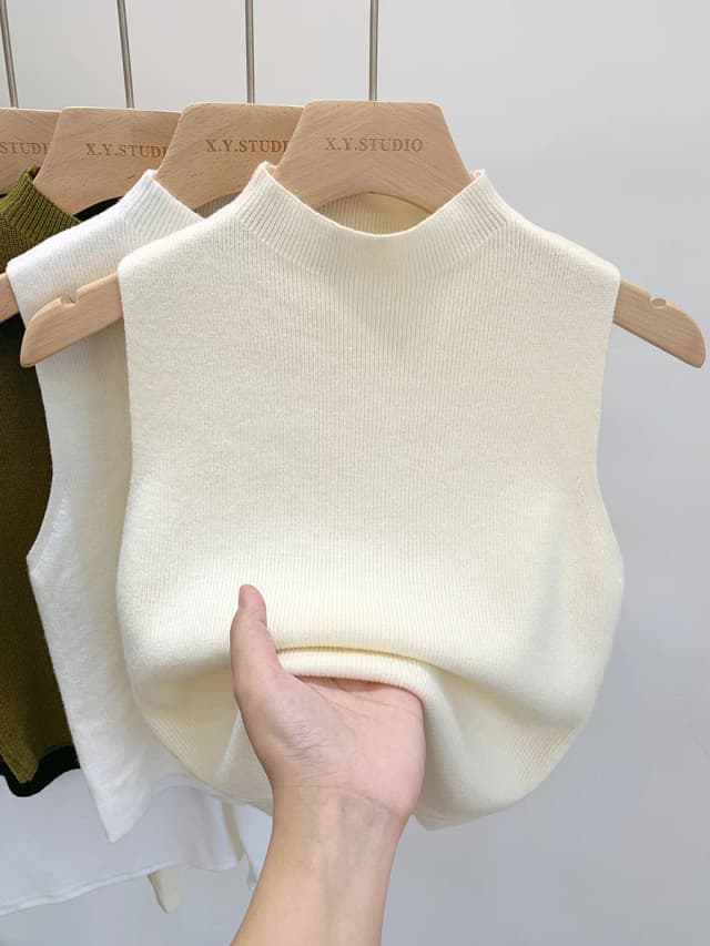 2024 mujeres de punto camiseta sin mangas verano otoño suéter delgado corto sin mangas sólido primavera otoño suéteres jerseys