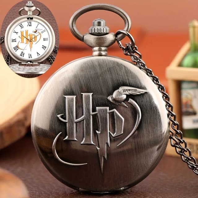 Reloj de bolsillo con collar de ladrón dorado, reloj de cuarzo con tapa Retro de Hogwarts, cadena colgante para hombres y mujeres, accesorios de ropa