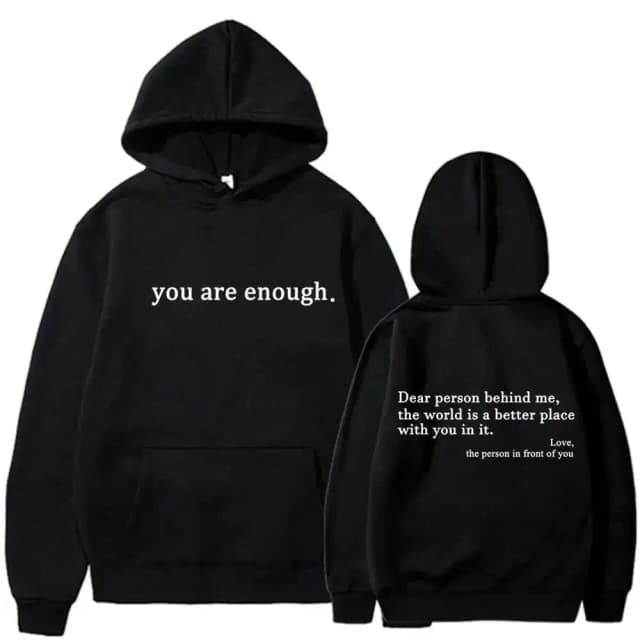Otoño Invierno hombres con capucha chera persona detrás de mí eres suficiente estampado moda sudadera Hip Hop Casual ropa Unisex
