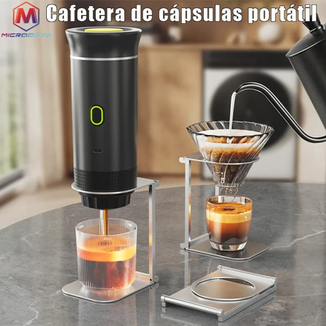 Cafetera Espresso portátil eléctrica inalámbrica para coche y hogar, cafetera para acampar, cafetera de viaje en polvo con cápsula 3 en 1