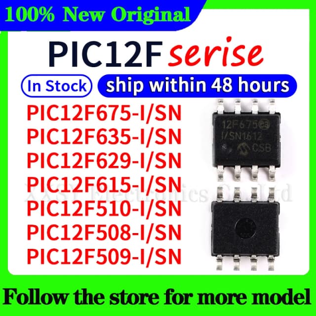 PIC12F675-I/SN PIC12F635-I/SN PIC12F629-I/SN PIC12F615-I/SN PIC12F510-I/SN PIC12F508-I/SN PIC12F509-I/SN В наличии 48 часов доставка