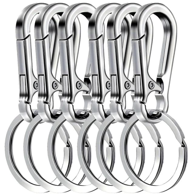 6 Piezas de Clips Mosquetón Metálicos para Llavero, Anillo para Llaves, Soporte Organizador de Ganchos para Llaves de Coche