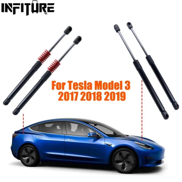 2 uds. Motor de maletero de coche delantero/trasero puerta trasera maletero resorte de Gas soportes de elevación de choque soporte para Tesla modelo 3 2017 2018 2019