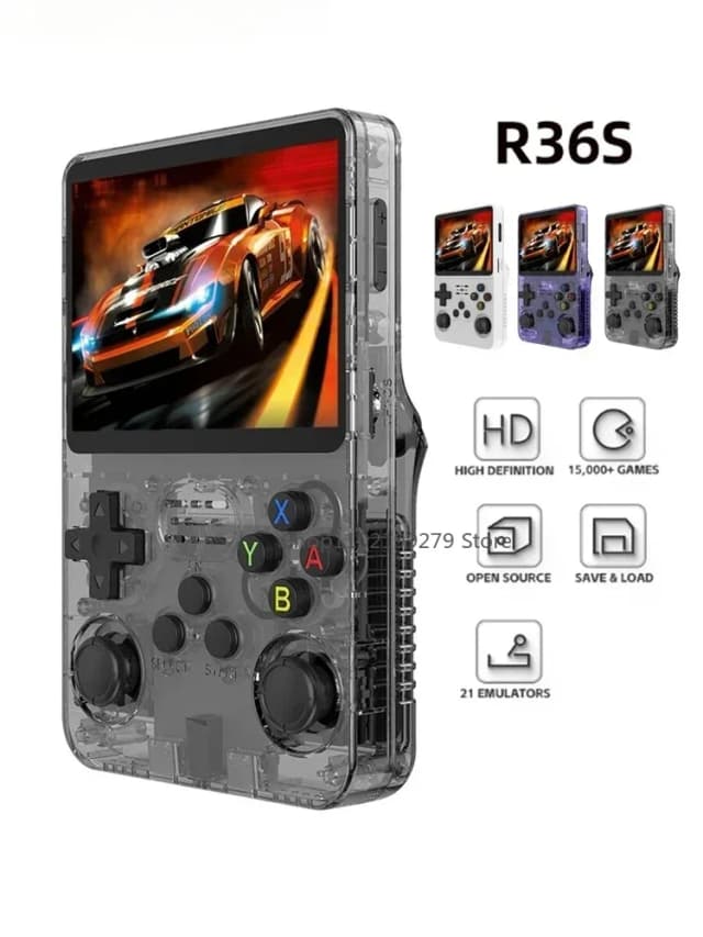 Consola de videojuegos portátil Retro R36S de 128G, sistema Linux, pantalla IPS de 3,5 pulgadas, reproductor de vídeo portátil de bolsillo R35s Pro, juegos de 64GB