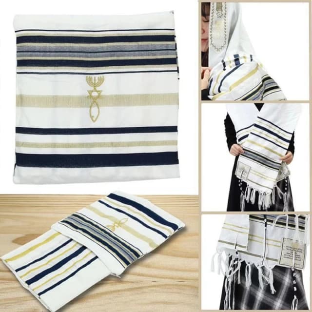 Mantón de oración Tallit messiano de tela, regalos de Navidad, mercado HolyLand, chal messicano para hombre Tallit The Messiah Tallit