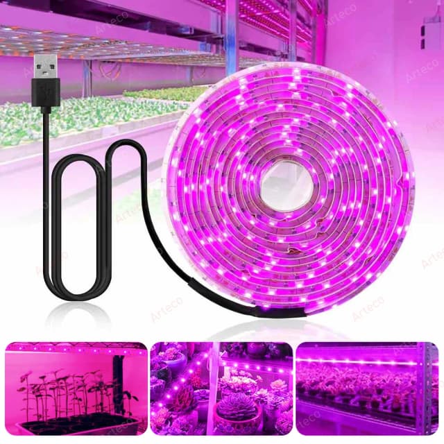 Luz LED de espectro completo para cultivo, de 5V tira de luz, USB, 2835 LED, lámparas Phyto para plantas, lámpara de cultivo hidropónico para invernadero, 1M, 2M, 3M