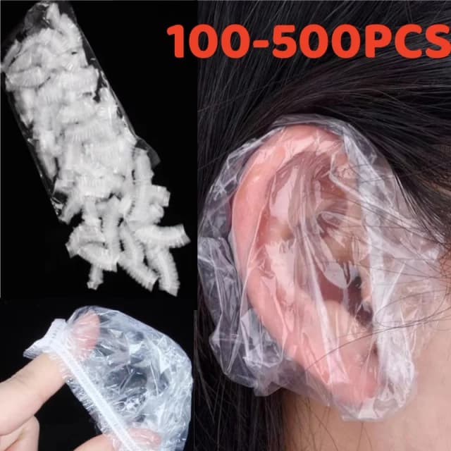 Orejera desechable para tinte de pelo, cubierta impermeable para las orejas, aceite para hornear, lavado, ducha, baño, peluquero, accesorios de limpieza de peluquería, 1-500 Uds.