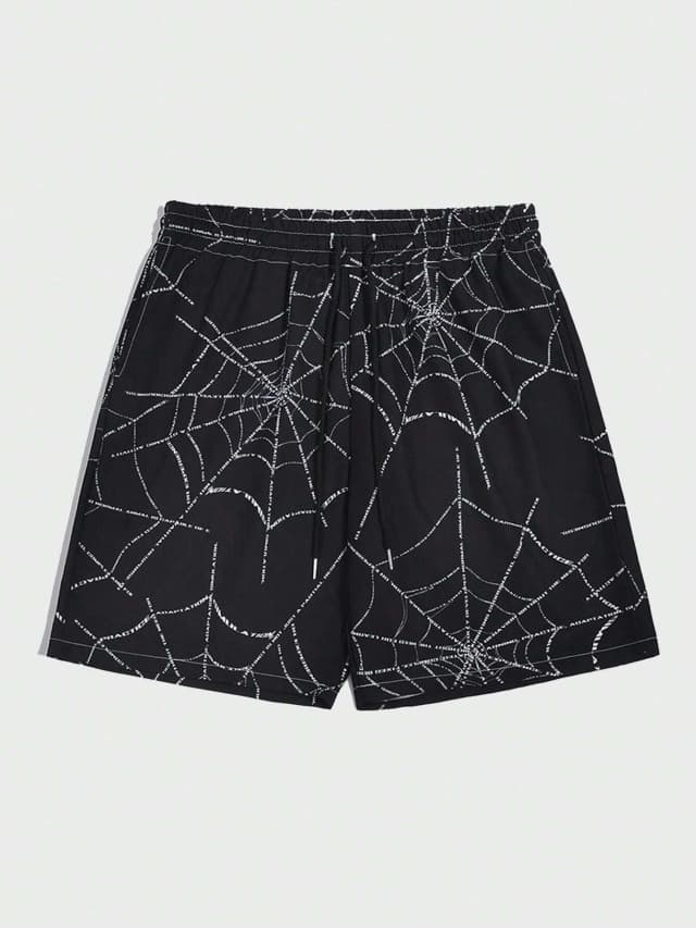 Pantalones cortos góticos con estampado de telaraña para hombre, bañadores sencillos con cintura elástica, estampado 3D degradado, ropa informal corta transpirable de poliéster
