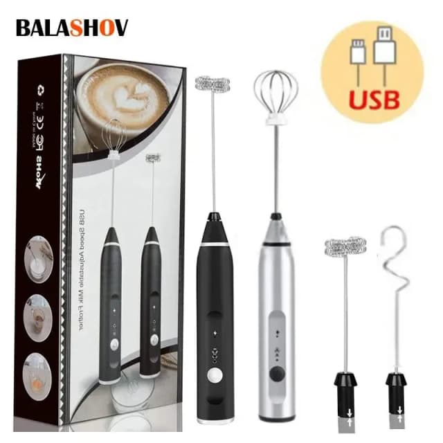 Espumador de leche eléctrico portátil, licuadora de mano, Mini cafetera USB, batidora, crema de capuchino, batidor de huevos, licuadora de alimentos