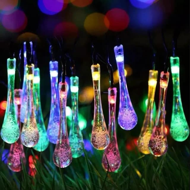Guirnaldas de luces alimentadas por energía Solar con gotas de agua, guirnalda decorativa impermeable para exteriores, luces Fariy, Navidad, boda, fiesta, jardín