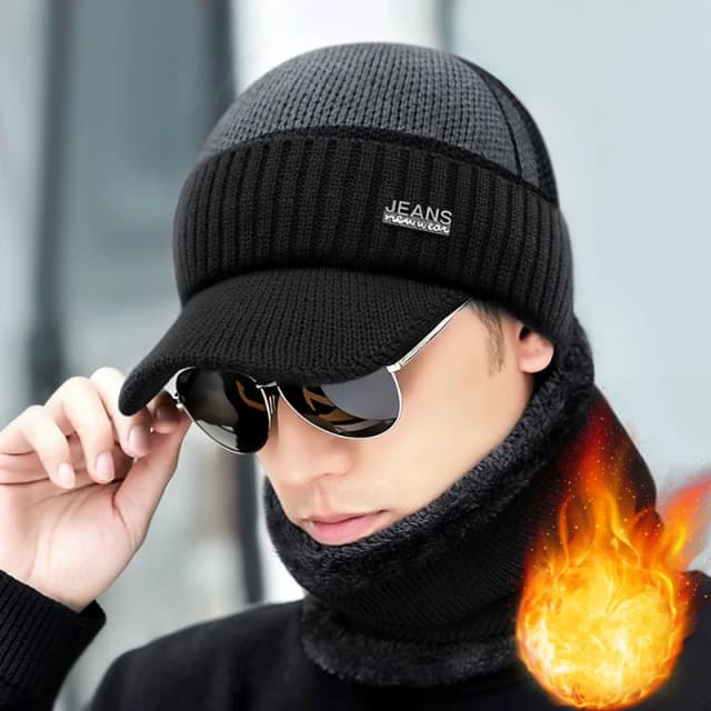 Nuevo sombrero de lana acrílico para invierno y ancianos, sombrero grueso de punto de lana para exteriores