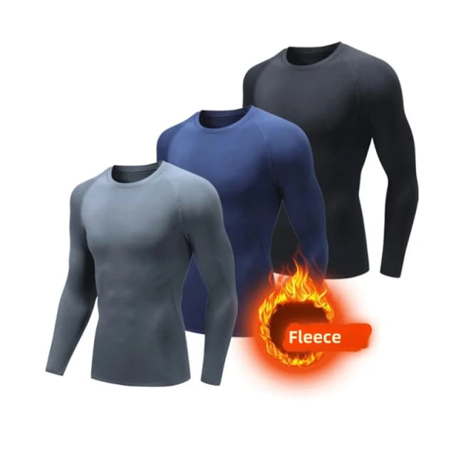 Camisetas de lana de invierno, ropa interior térmica de compresión, camisetas deportivas de esquí cálidas para hombre, camisetas sólidas de manga larga para correr
