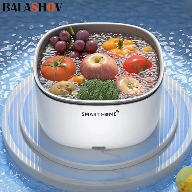 Lavadora eléctrica de frutas y verduras, lavadora de alimentos para eliminar residuos de pesticidas, cocina, limpieza de suciedad de frutas, cesta purificadora