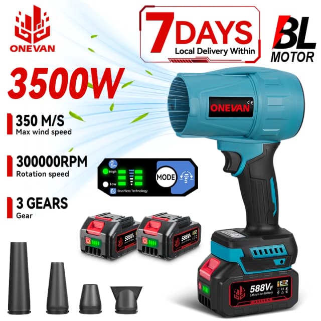 ONEVAN-soplador Turbo eléctrico sin escobillas, 300000RPM, inalámbrico, alto soplado, herramientas eléctricas de limpieza de polvo y nieve para Pin de batería Makita de 18V