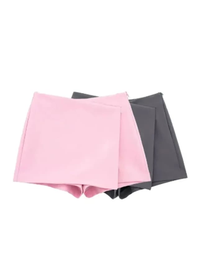 LAZVM, moda para Mujer, Pareo asimétrico, estilo, pantalones cortos superpuestos, faldas Vintage de cintura alta con cremallera lateral, falda para Mujer