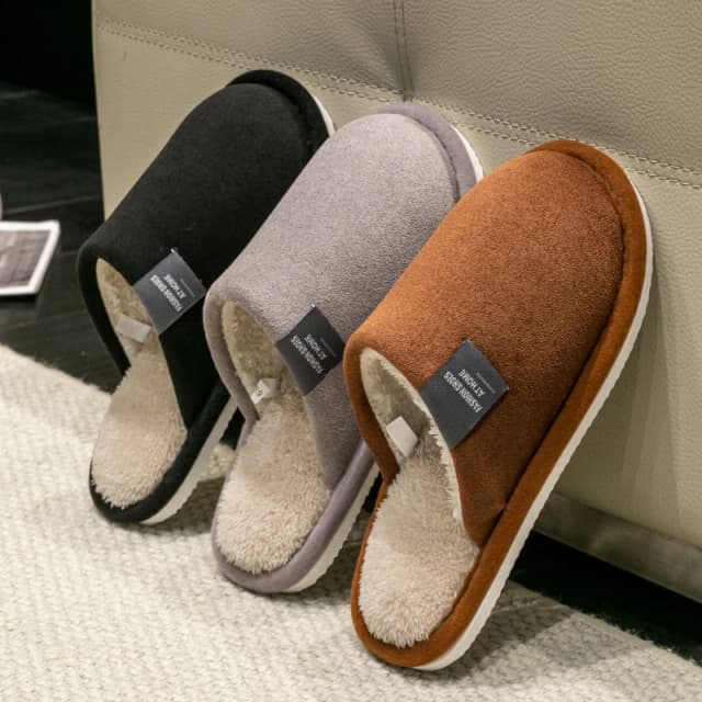 Zapatillas cálidas de invierno para hombre, zapatos suaves antideslizantes para casa, cómodas zapatillas de tacón plano para interior del hogar, zapatillas de felpa para dormitorio, zapatos femeninos