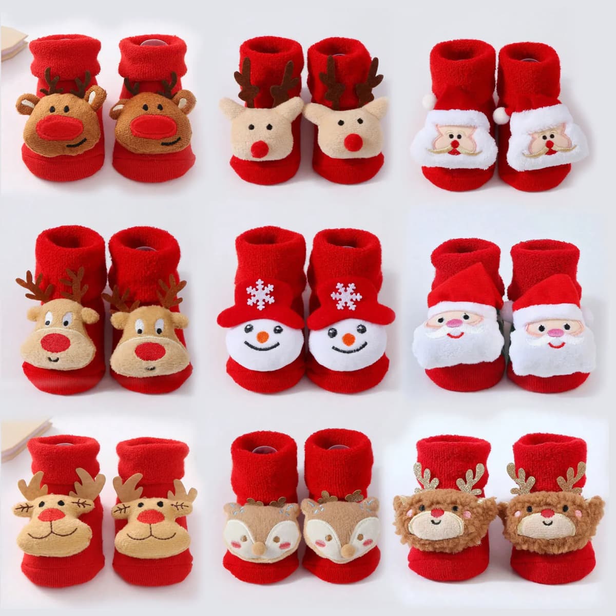 Lindo muñeco de Papá Noel calcetines tejidos para bebé recién nacido niño suave muñeco de nieve ciervo calcetines cálidos para el suelo niñas niños calcetines medios nuevos