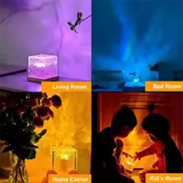 Lámpara de Noche RGB de 16 Colores HOMEFISH con Control Remoto, Proyector de Aurora con Olas Oceánicas, Lámpara de Mesa Recargable para Decoración de Dormitorio