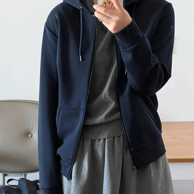 Otoño nuevos hombres y mujeres sudadera con cremallera Simple de manga larga con bolsillo con capucha diario versátil sudadera de algodón de Color sólido