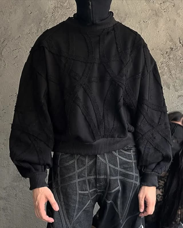 Nueva sudadera gótica negra Retro, suéter de manga larga a rayas de retales, sudadera Hip Hop Harajuku para hombres y mujeres, ropa de calle