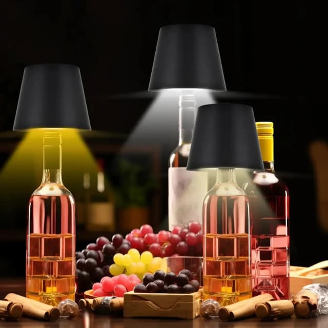 Lámpara de mesa inalámbrica para botellas, Control táctil, 3 colores y atenuación continua, lámpara de noche para Bar al aire libre, botellas de vino, decoración, luces de escritorio