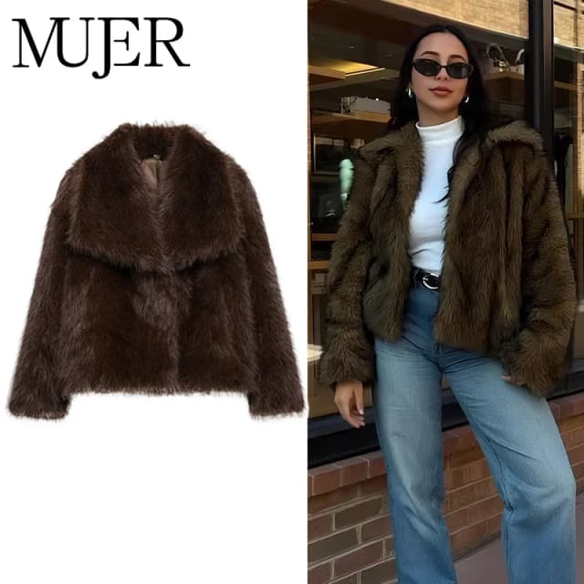 MUJER-abrigo peludo de piel sintética para mujer, abrigo mullido cálido para invierno, nuevas chaquetas de felpa para mujer, prendas de vestir exteriores, abrigos de peluche de lujo para mujer