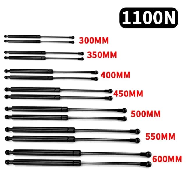 2 uds 1100N 300/350/400/450/500/600mm barras de puntal de Gas soporte de resorte de Gas capó de arranque coche caravanas puertas ventanas escotillas barco autobús