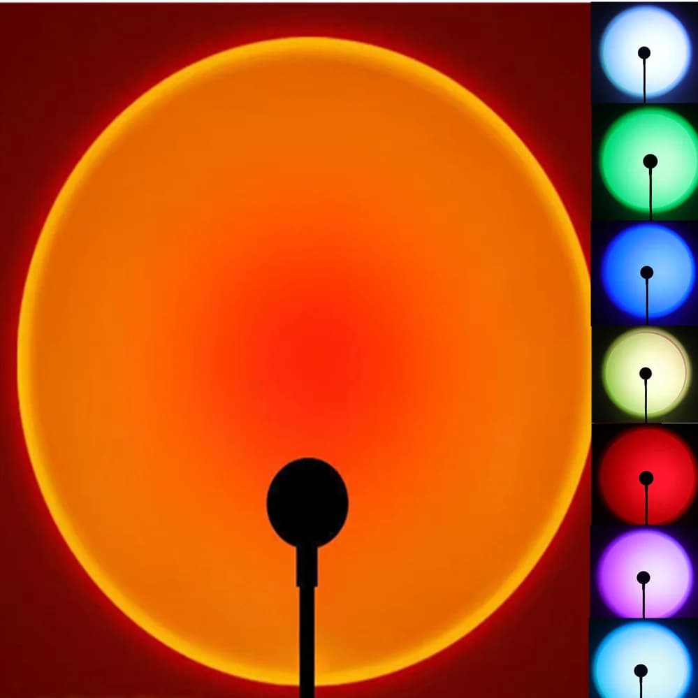 Lámpara de puesta de sol LED USB, proyector de luz nocturna de neón de arcoíris, fotografía, iluminación de ambiente de pared para dormitorio, decoración de habitación, regalo