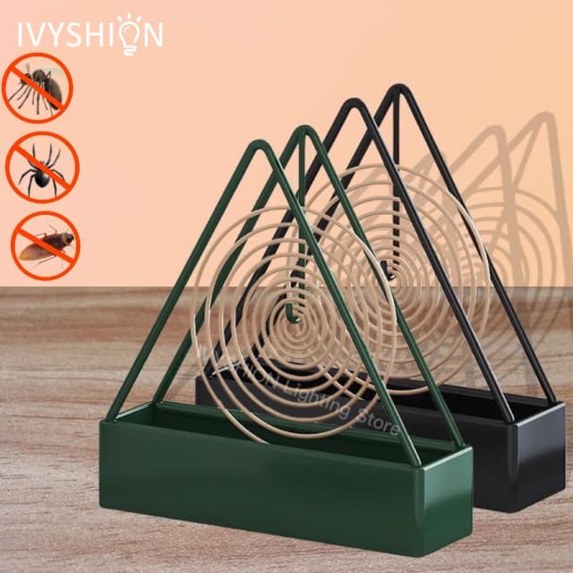 Soporte de bobina para mosquitos antiescaldaduras con bandeja, estante de incienso repelente de mosquitos con forma Triangular de hierro forjado creativo, herramienta de decoración del hogar