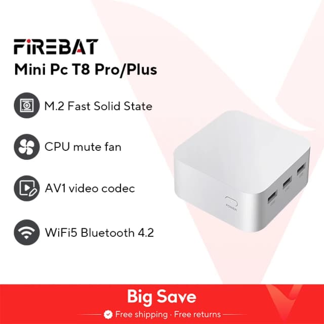 FIREBAT T8 Pro Plus Mini PC Intel Celeron N5095 N100 ordenador de juegos de escritorio 8GB 16GB 256GB 512GB DDR4 DDR5 WIFI5 BT4.2