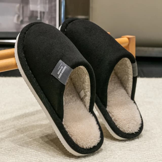 Zapatillas de interior para el hogar para hombre, zapatos de pareja de tela de ante antideslizantes, ligeros y silenciosos, para otoño e invierno