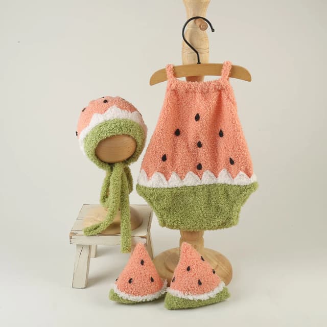 Nuevo disfraz original para bebé, ropa suave de sandía para recién nacido de febrero, accesorios para sesión de fotos de recién nacido, conjuntos para bebé