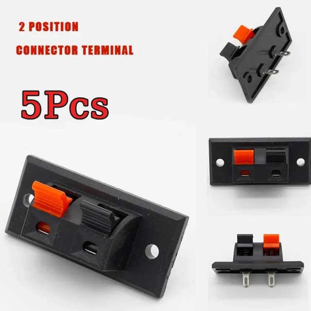 Terminal de conector de 2 posiciones, 5 uds., conector de empuje, terminales de altavoz de Audio con carga de resorte