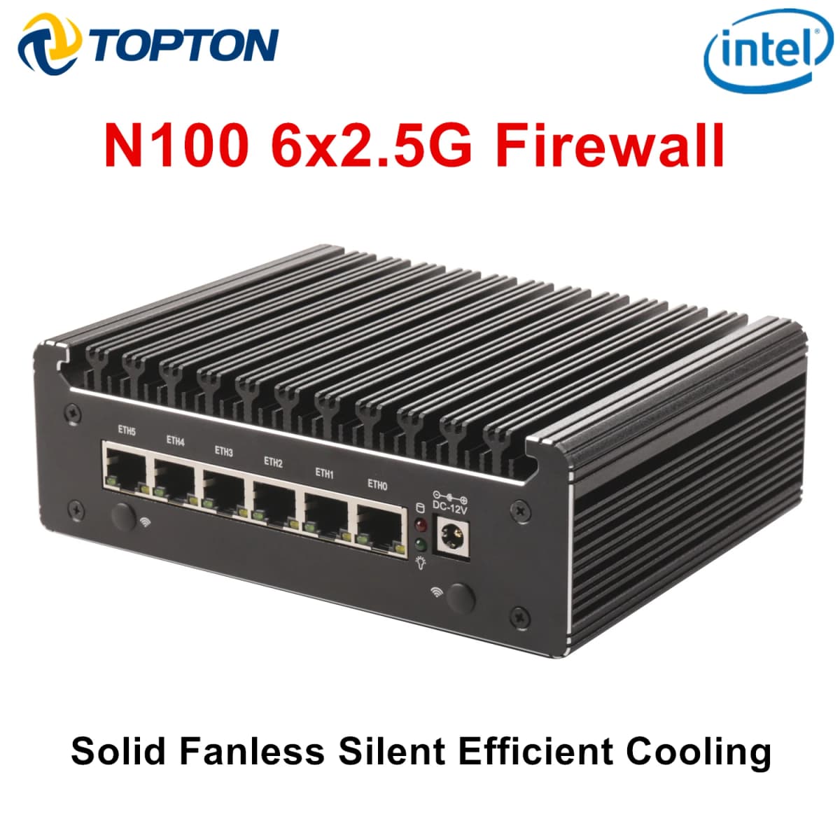 Mini ordenador Intel N100, 7505, 6x, i226-V, 2,5G, cortafuegos sólido, Sin ventilador, Mini PC, DDR4, NVMe, 1 X COM, tipo C, pfSense, OPNsense, ESXi