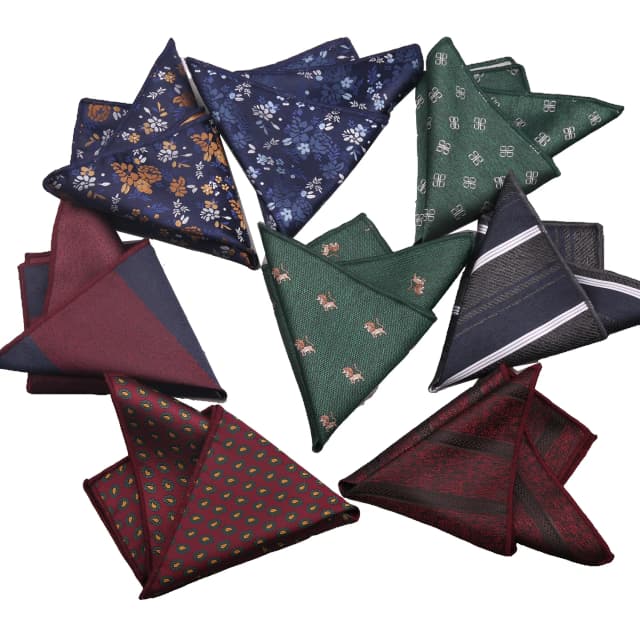 Pañuelo de lujo para hombre de 23x23CM, pañuelos florales a rayas con flores, pañuelo de poliéster para negocios, bolsillo rojo, toalla cuadrada para el pecho, boda