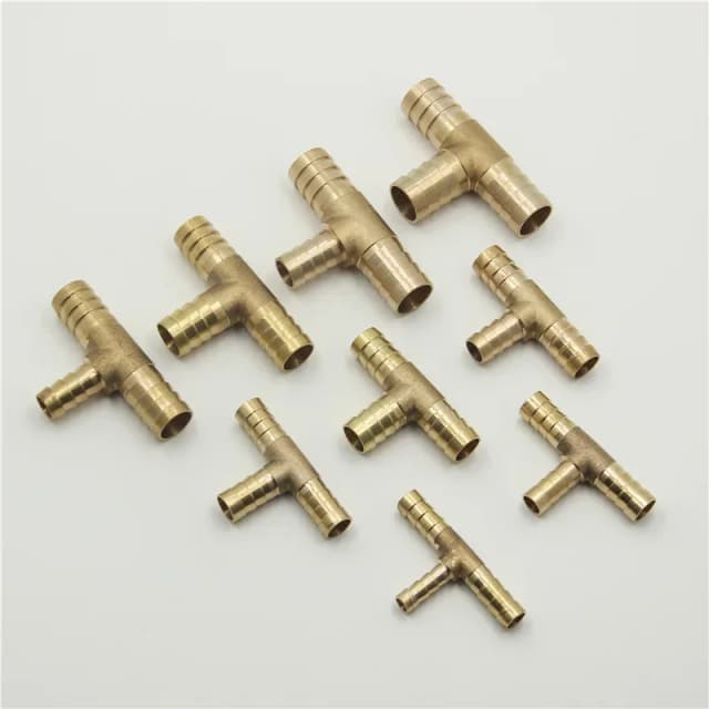Accesorios de tubería de púas de Pagoda de latón, diámetro igual/variable, 3 vías, tipo T, 4mm, 5mm, 6mm, 8mm, 10mm, 12mm, 14mm, 16mm, aceite/agua/gas