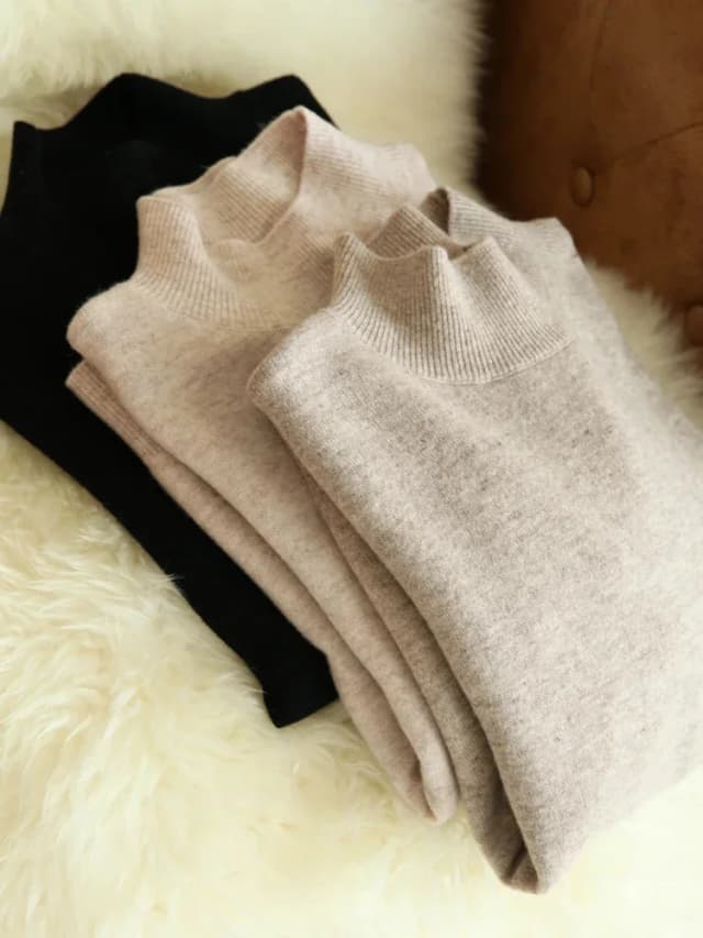 Otoño Invierno chic suéteres inferiores mujer moda jersey de cuello alto ajustado manga larga jerséis de punto suave cálido Pull Femme Top