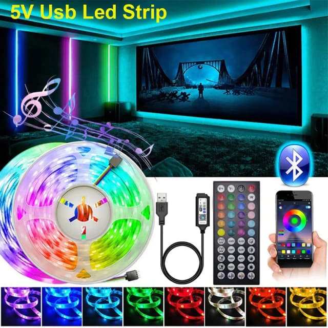 Tira de luces Led inteligente 5050, Usb, 15, 20 metros, Wifi, Alexa, Rgb, cinta de hielo Led de 5V, enchufe de luz Led para pared, cadena de lámpara de cinta Led para habitación