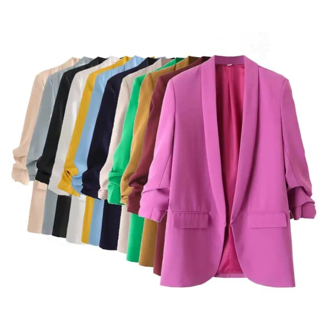 PB&ZA 2023 primavera y otoño nuevo viajero ocio urbano versátil Candy chaqueta de manga plisada para mujer