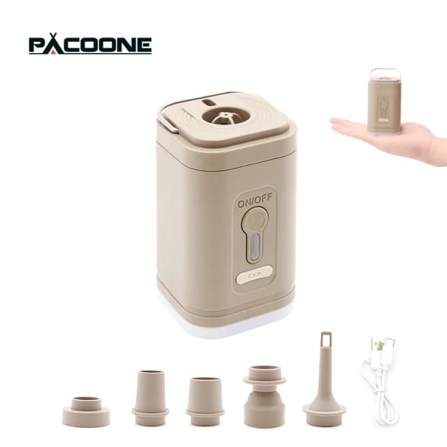 PACOONE-Bomba de inflado inalámbrica, Mini compresor de aire portátil para exteriores, cojín de aire, cama, anillo de natación, bomba de aire multifunción