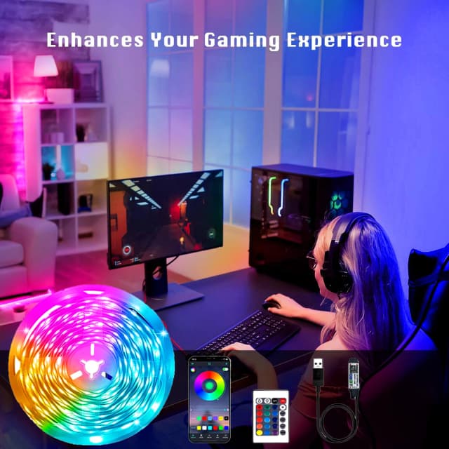 Lámpara de tira LED de 5m10m20m30m sincronización musical La lámpara de tira LED RGB se utiliza para decoración interior de habitaciones y fiestas familiares y