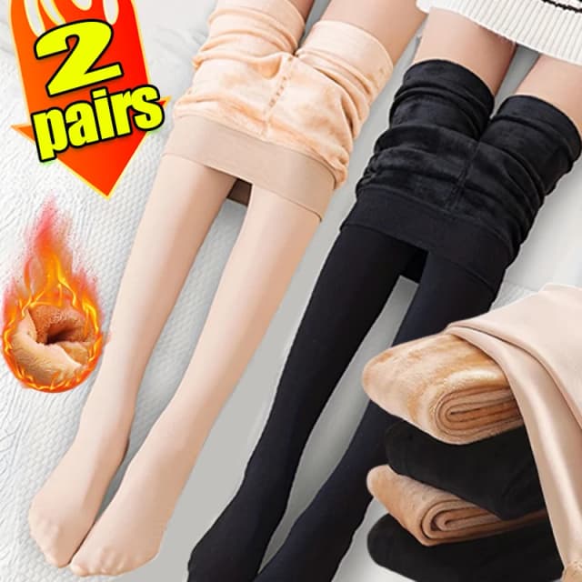 Medias térmicas gruesas para mujer, medias térmicas de terciopelo de lana para invierno, pantimedias translúcidas sexis ajustadas elásticas de cintura alta