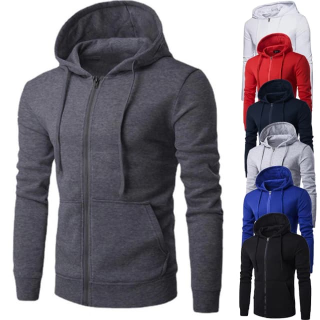 Sudadera con capucha de manga larga para hombre, chaqueta con cierre de cremallera, ajustada, otoño