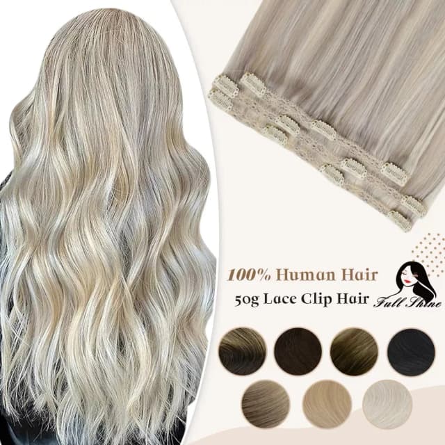 Full Shine 50 gramos Clip en extensiones de cabello Cabello humano Color degradado 3 piezas Clip de cabello humano en extensiones para mujeres