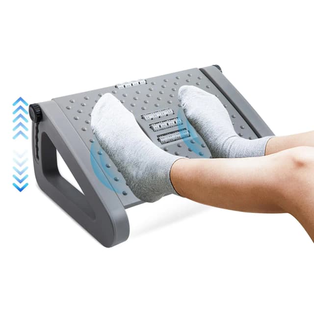 Reposapiés para debajo del escritorio en el trabajo, reposapiés de altura ajustable, taburete portátil debajo del escritorio para el hogar, la oficina